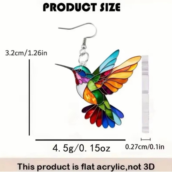 Colorful Hummingbird Dangle Earrings - Picture 6 of 6